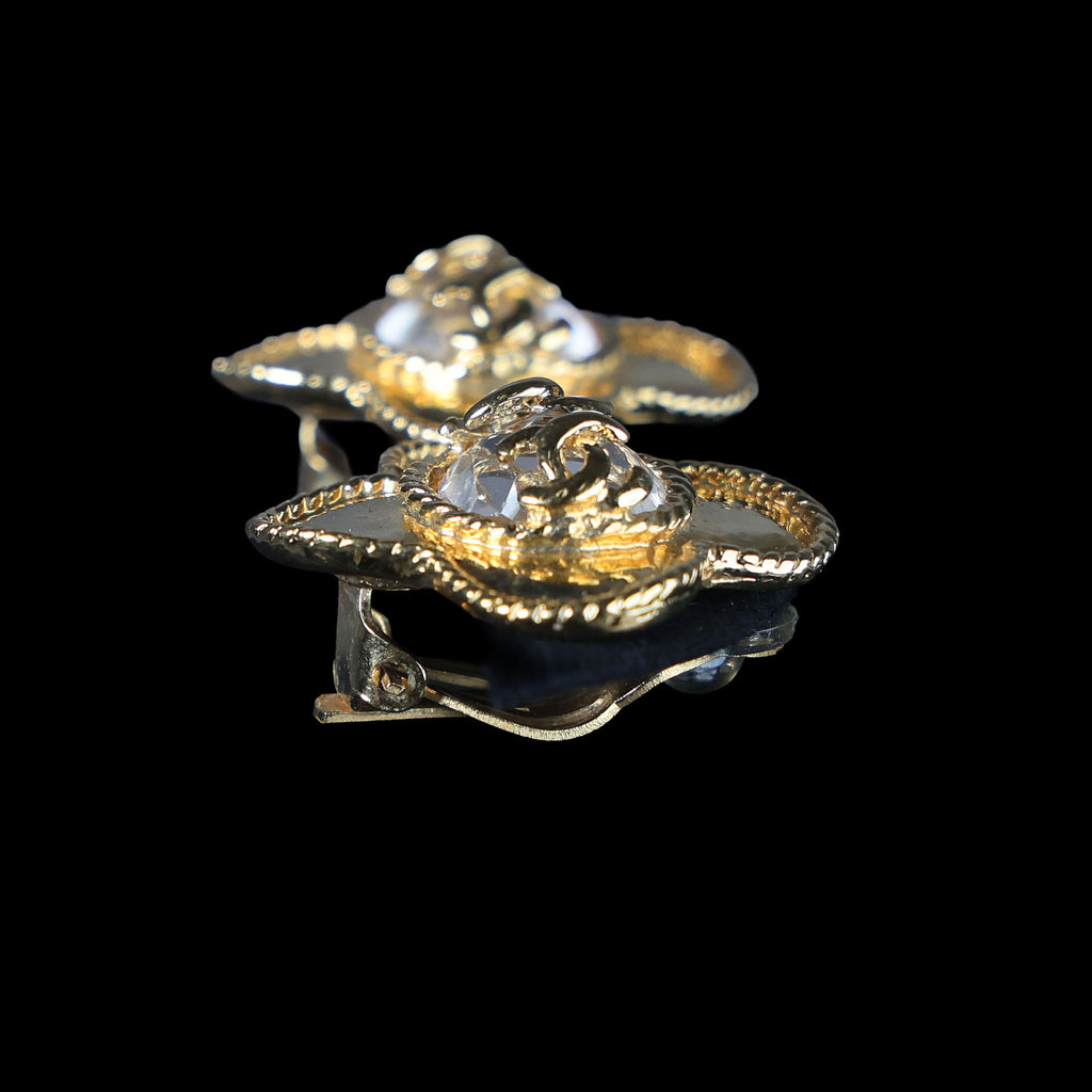 Preowned CHANEL Vintage COCO Mark Rhinestone Clip-on Earrings | Luxe Again Maison