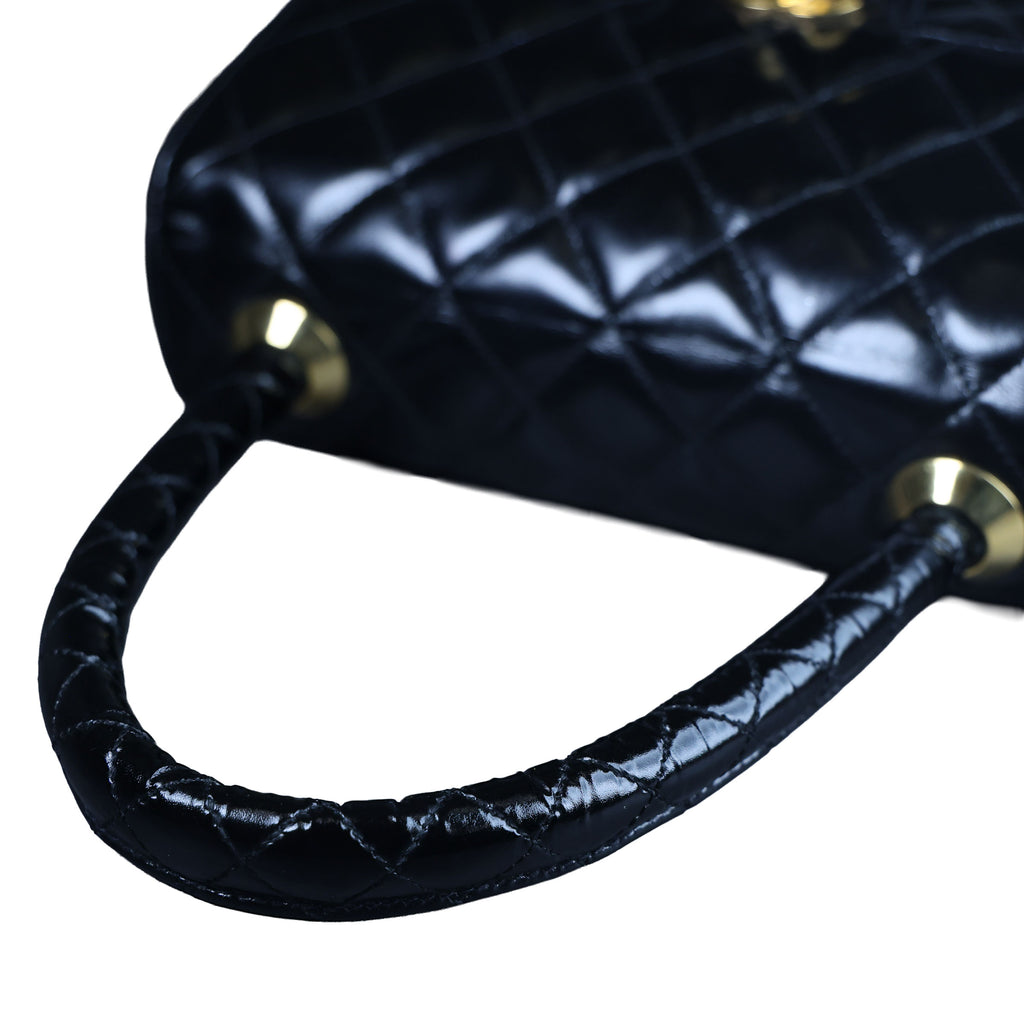 Preowned CHANEL Vintage Kelly Top Handle Matelasse Leather GHW Black | Luxe Again Maison