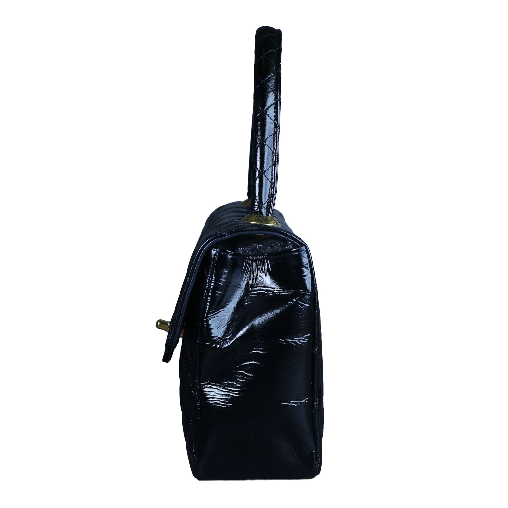 Preowned CHANEL Vintage Kelly Top Handle Matelasse Leather GHW Black | Luxe Again Maison