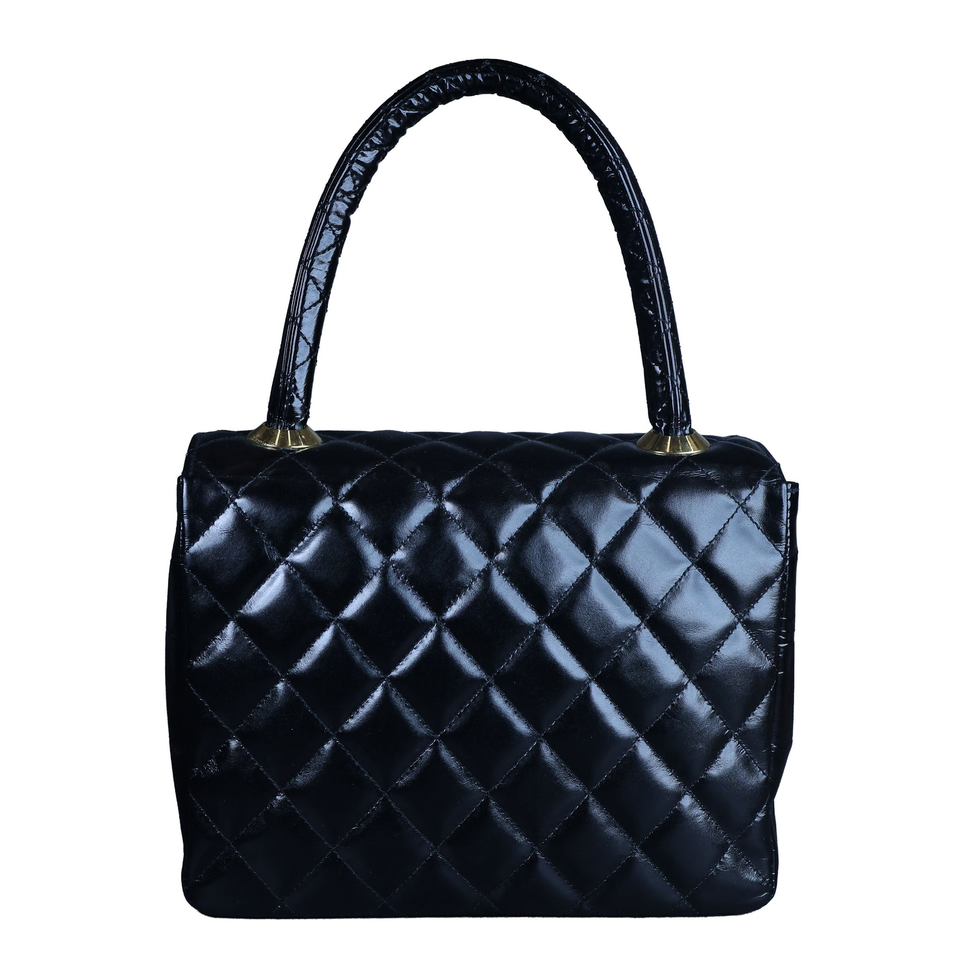 Preowned CHANEL Vintage Kelly Top Handle Matelasse Leather GHW Black | Luxe Again Maison