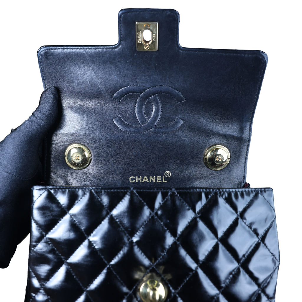 Preowned CHANEL Vintage Kelly Top Handle Matelasse Leather GHW Black | Luxe Again Maison