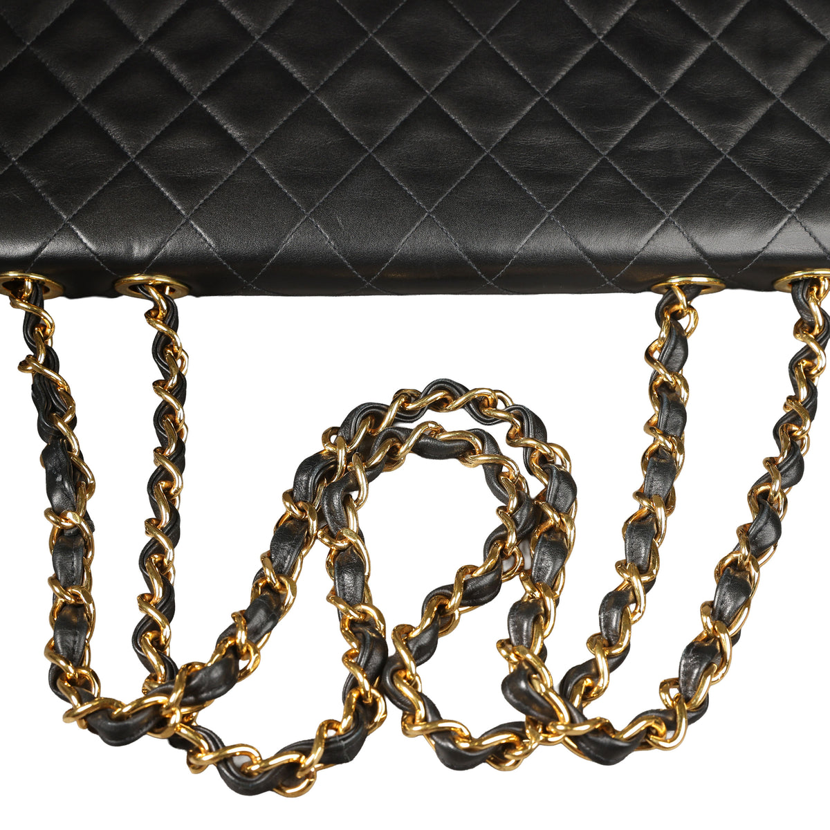 Preowned CHANEL Vintage Matelasse 34 Maxi Classic Flap Black Lambskin GHW 31XXX47 | Luxe Again Maison
