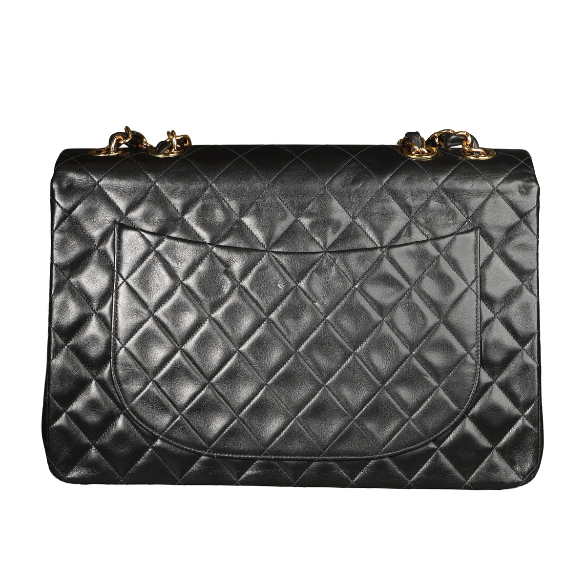 Preowned CHANEL Vintage Matelasse 34 Maxi Classic Flap Black Lambskin GHW 31XXX47 | Luxe Again Maison