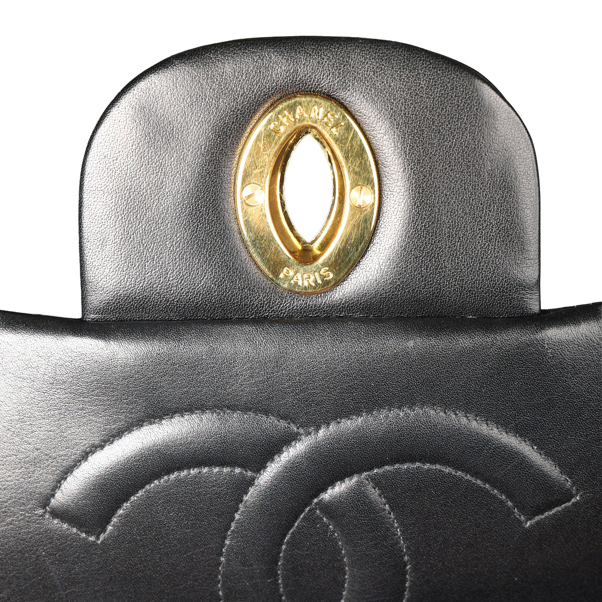 Preowned CHANEL Vintage Matelasse 34 Maxi Classic Flap Black Lambskin GHW 31XXX47 | Luxe Again Maison