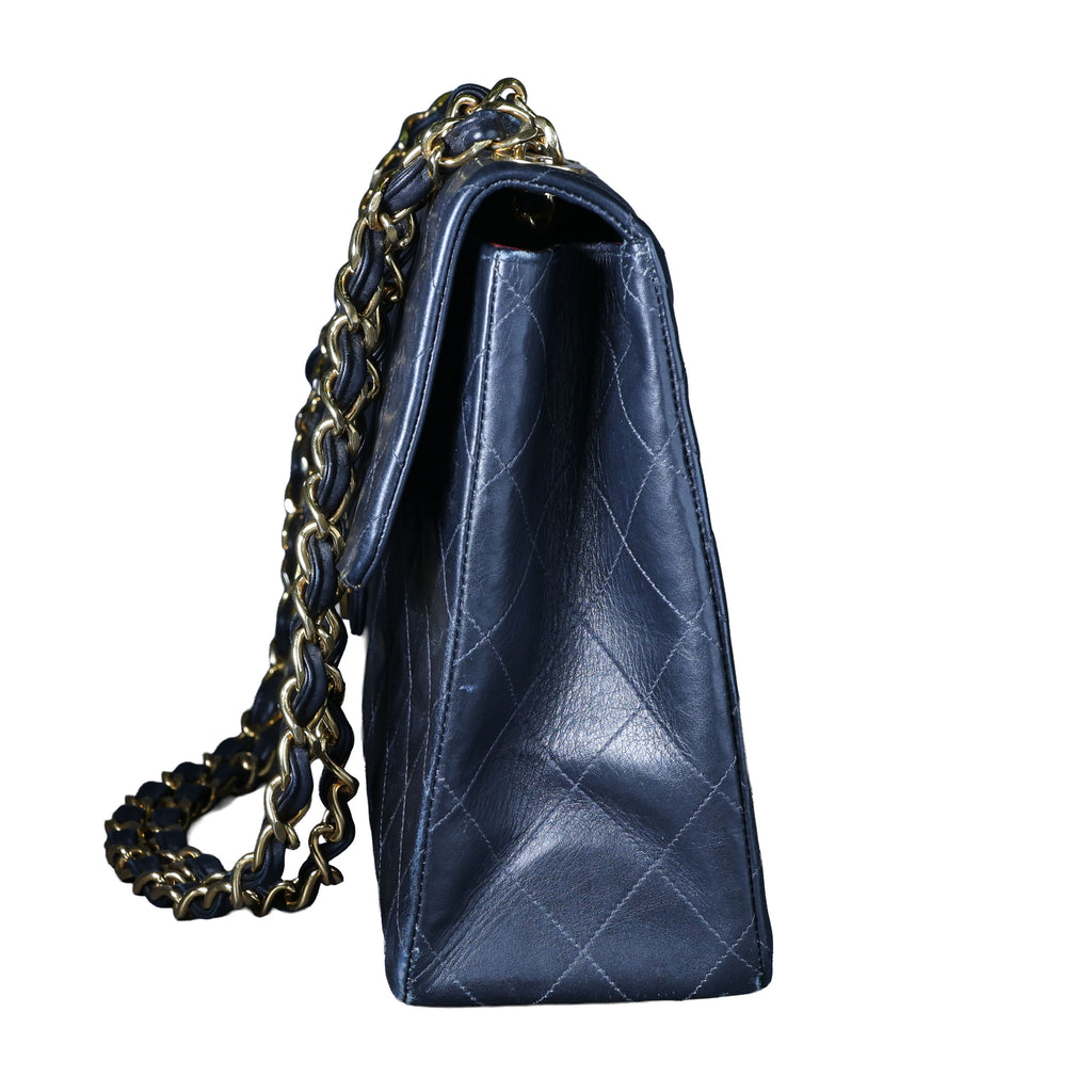 Preowned CHANEL Vintage Matelasse 34 Maxi Classic Flap Black GHW | Luxe Again Maison