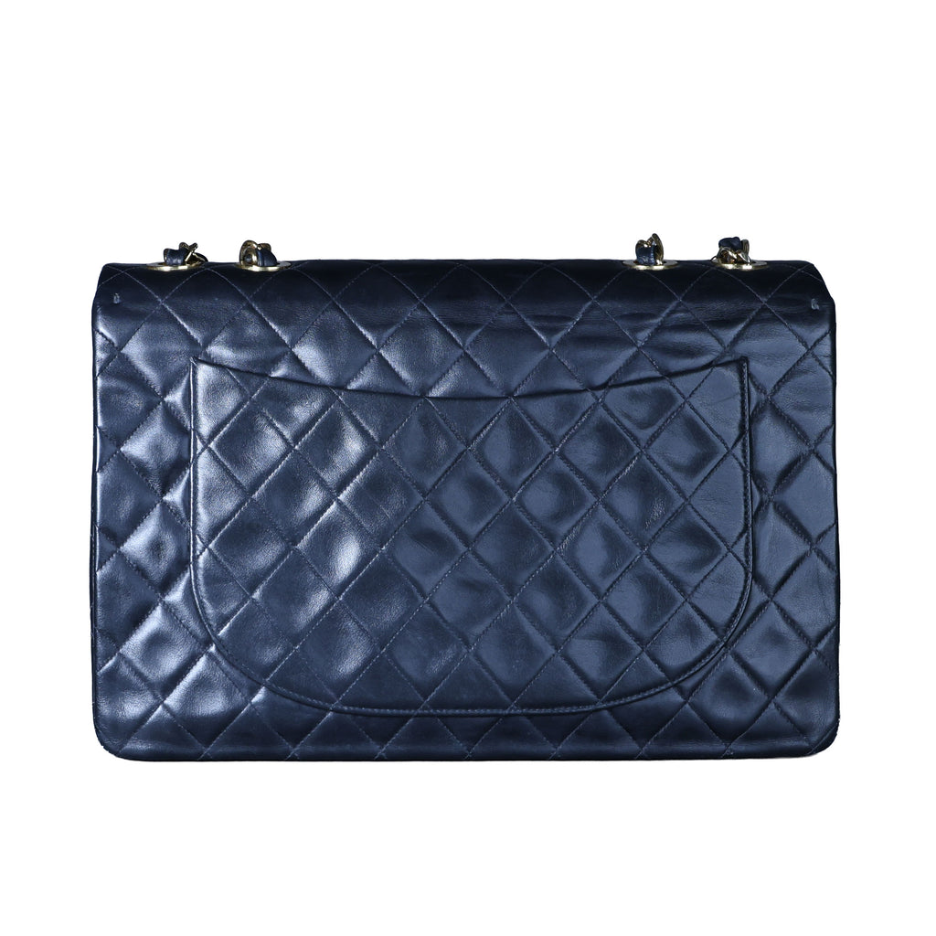 Preowned CHANEL Vintage Matelasse 34 Maxi Classic Flap Black GHW | Luxe Again Maison