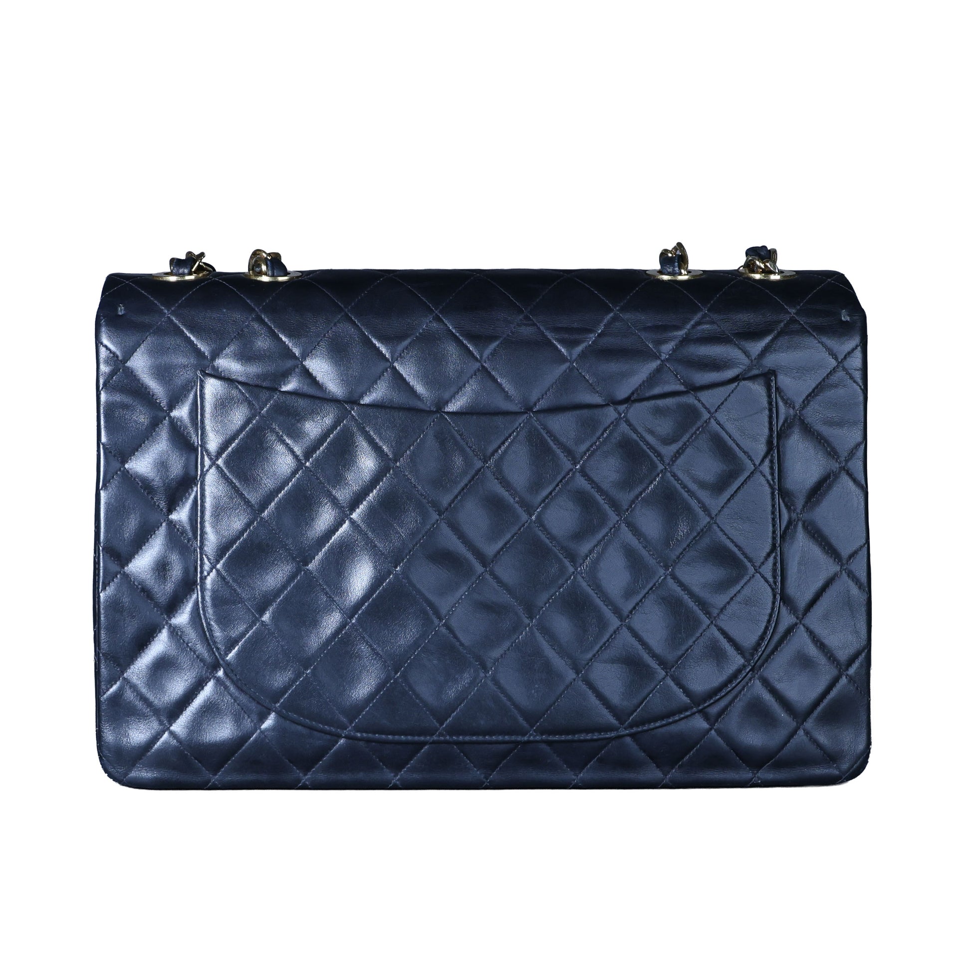 Preowned CHANEL Vintage Matelasse 34 Maxi Classic Flap Black GHW | Luxe Again Maison