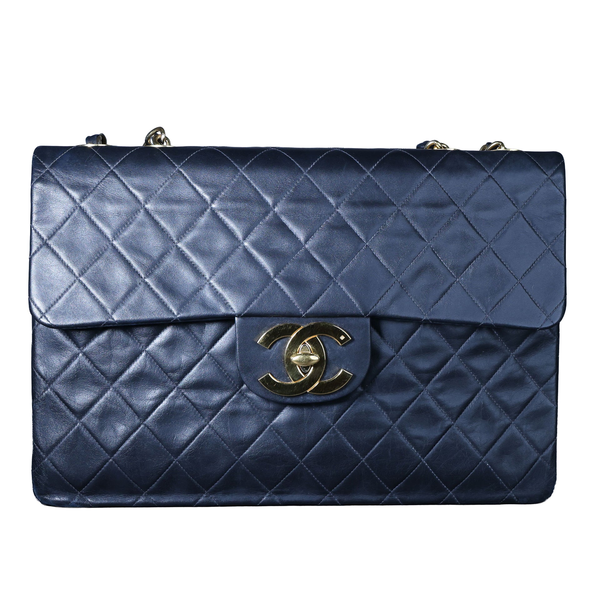 Preowned CHANEL Vintage Matelasse 34 Maxi Classic Flap Black GHW | Luxe Again Maison