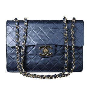 Preowned CHANEL Vintage Matelasse 34 Maxi Classic Flap Black GHW | Luxe Again Maison