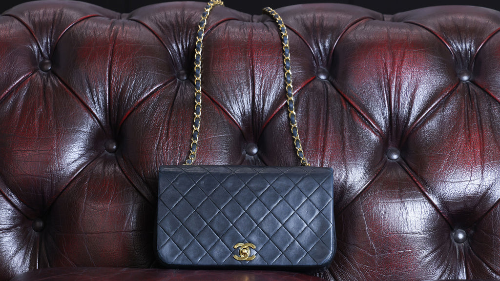 Preowned CHANEL Vintage Matelasse Lambskin 23 Full Flap Black 1XXXX9 | Luxe Again Maison