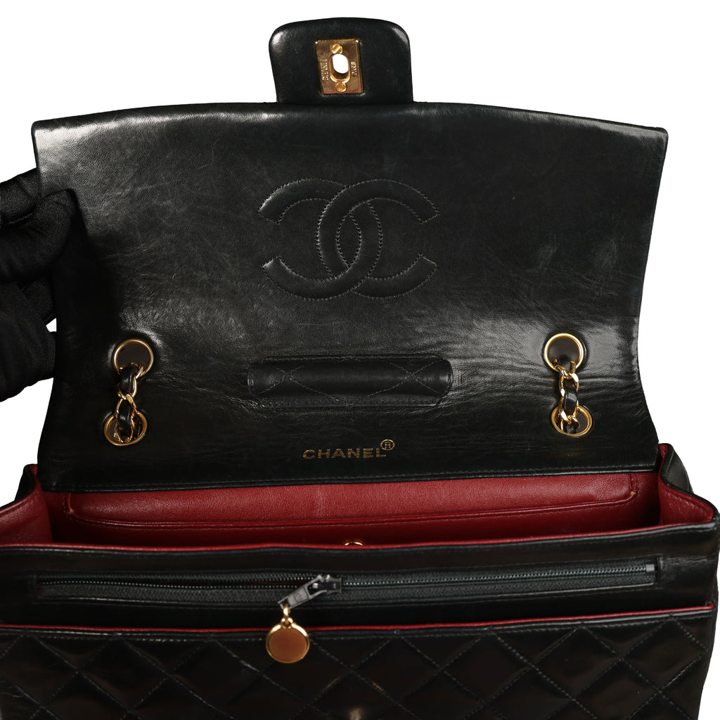 Preowned CHANEL Vintage Single Flap Matelasse Black Lambskin GHW 14XXX73 | Luxe Again Maison