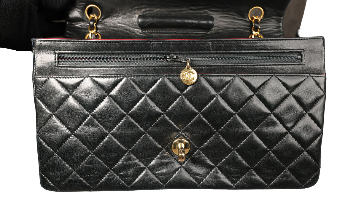 Preowned CHANEL Vintage Single Flap Matelasse Black Lambskin GHW 14XXX73 | Luxe Again Maison