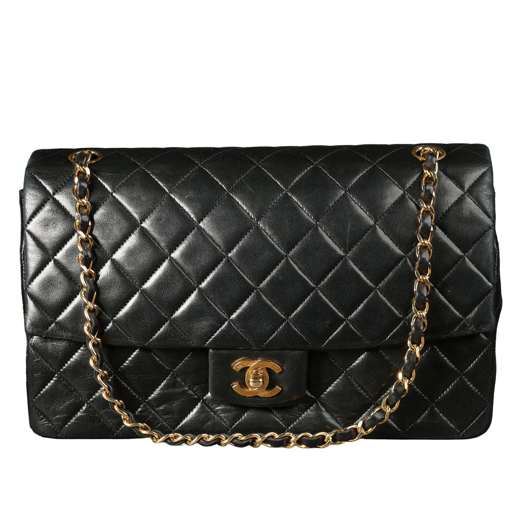 Preowned CHANEL Vintage Single Flap Matelasse Black Lambskin GHW 14XXX73 | Luxe Again Maison