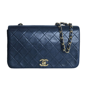 Preowned CHANEL Vintage Matelasse Lambskin Full Flap Black Gold Tone Hardware 1XXXX5 | Luxe Again Maison