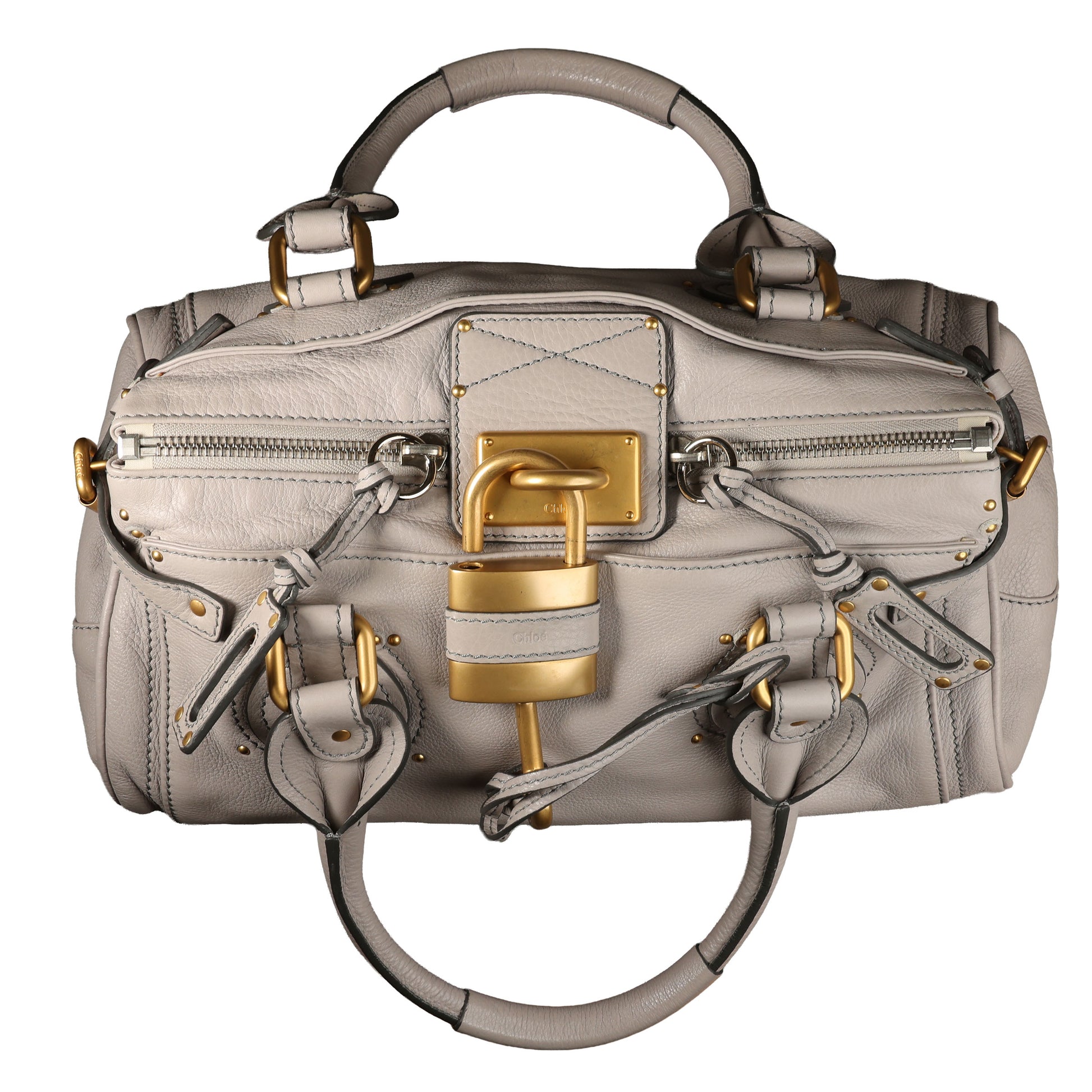 Preowned CHLOE Paddington Classic Leather Gray Satchel | Luxe Again Maison