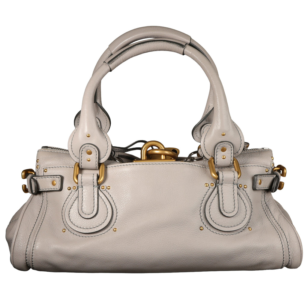 Preowned CHLOE Paddington Classic Leather Gray Satchel | Luxe Again Maison