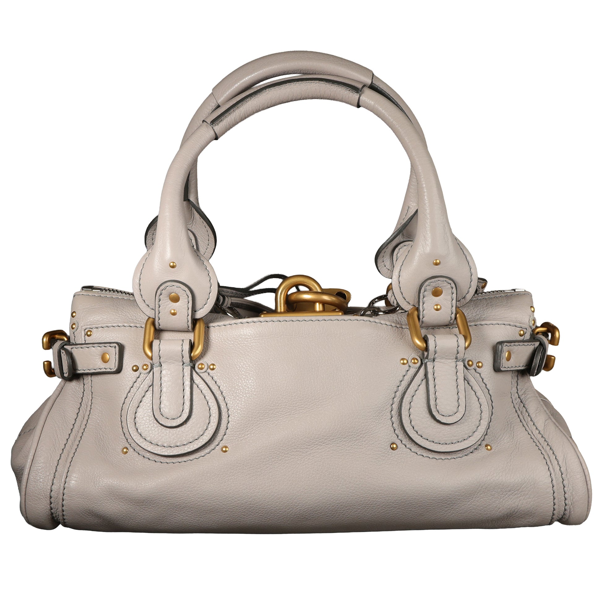 Preowned CHLOE Paddington Classic Leather Gray Satchel | Luxe Again Maison