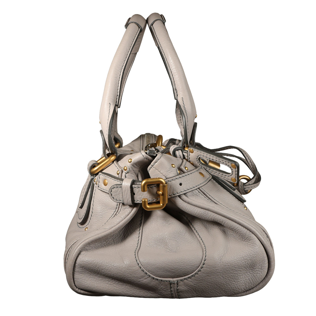 Preowned CHLOE Paddington Classic Leather Gray Satchel | Luxe Again Maison
