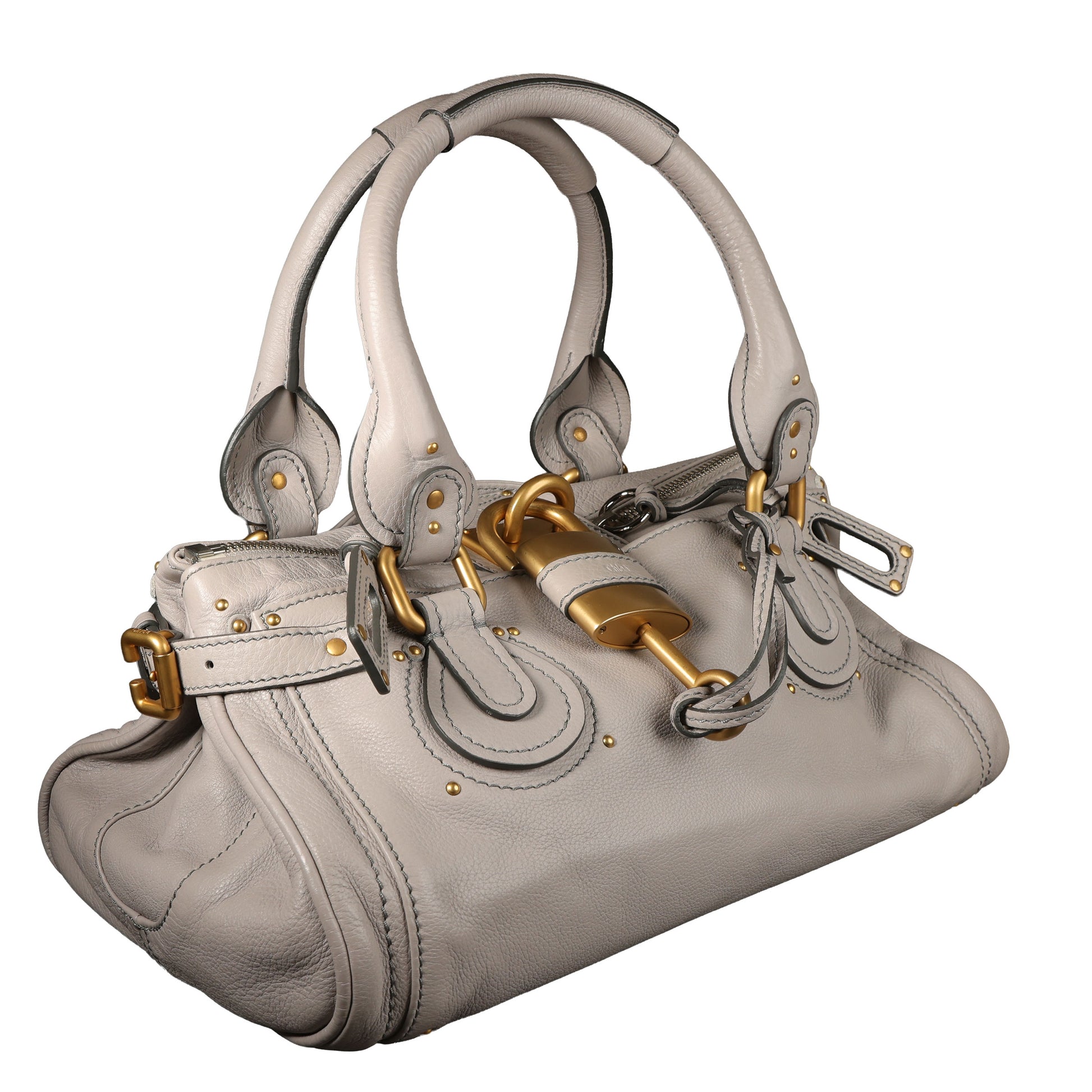 Preowned CHLOE Paddington Classic Leather Gray Satchel | Luxe Again Maison