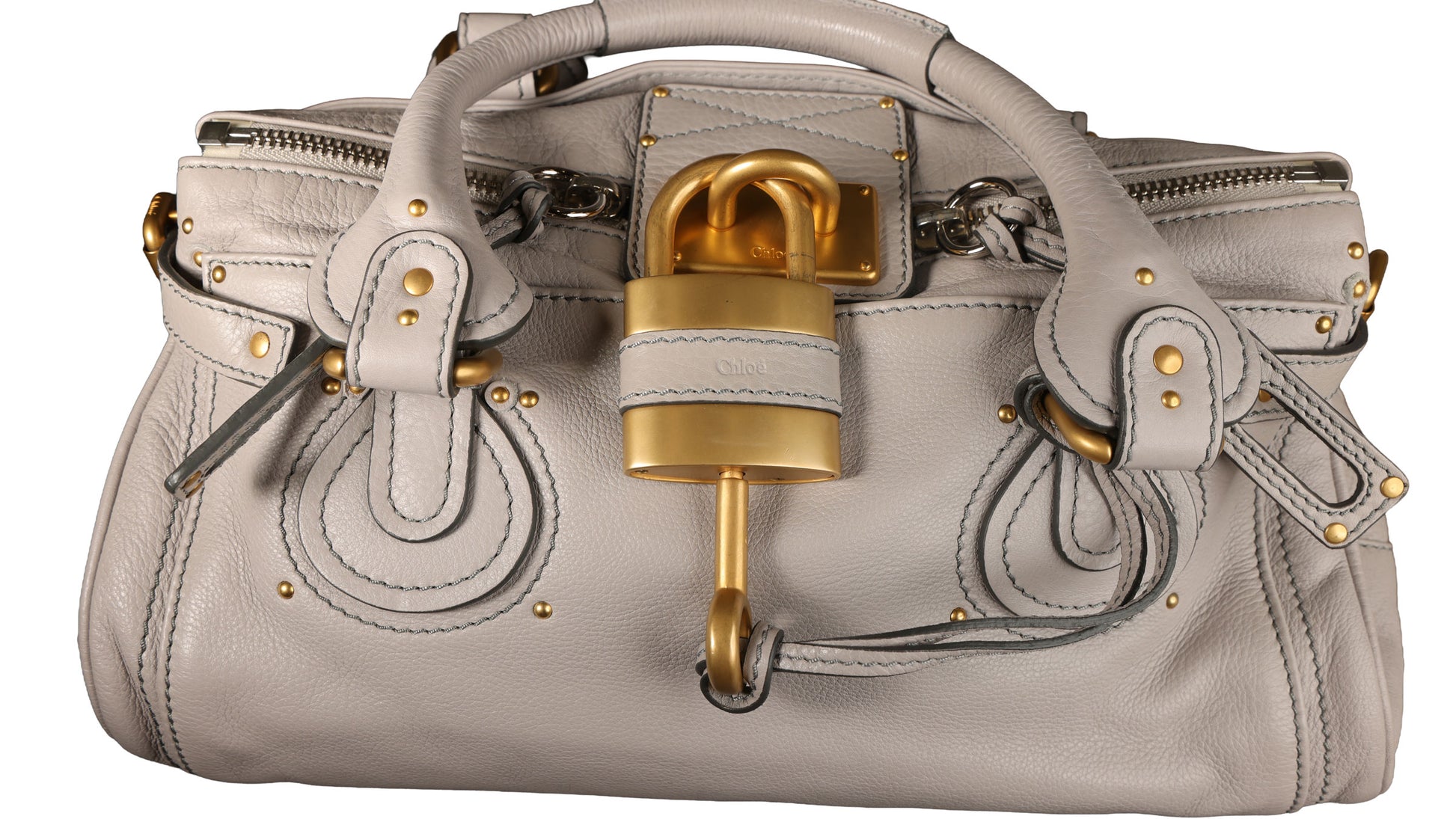 Preowned CHLOE Paddington Classic Leather Gray Satchel | Luxe Again Maison