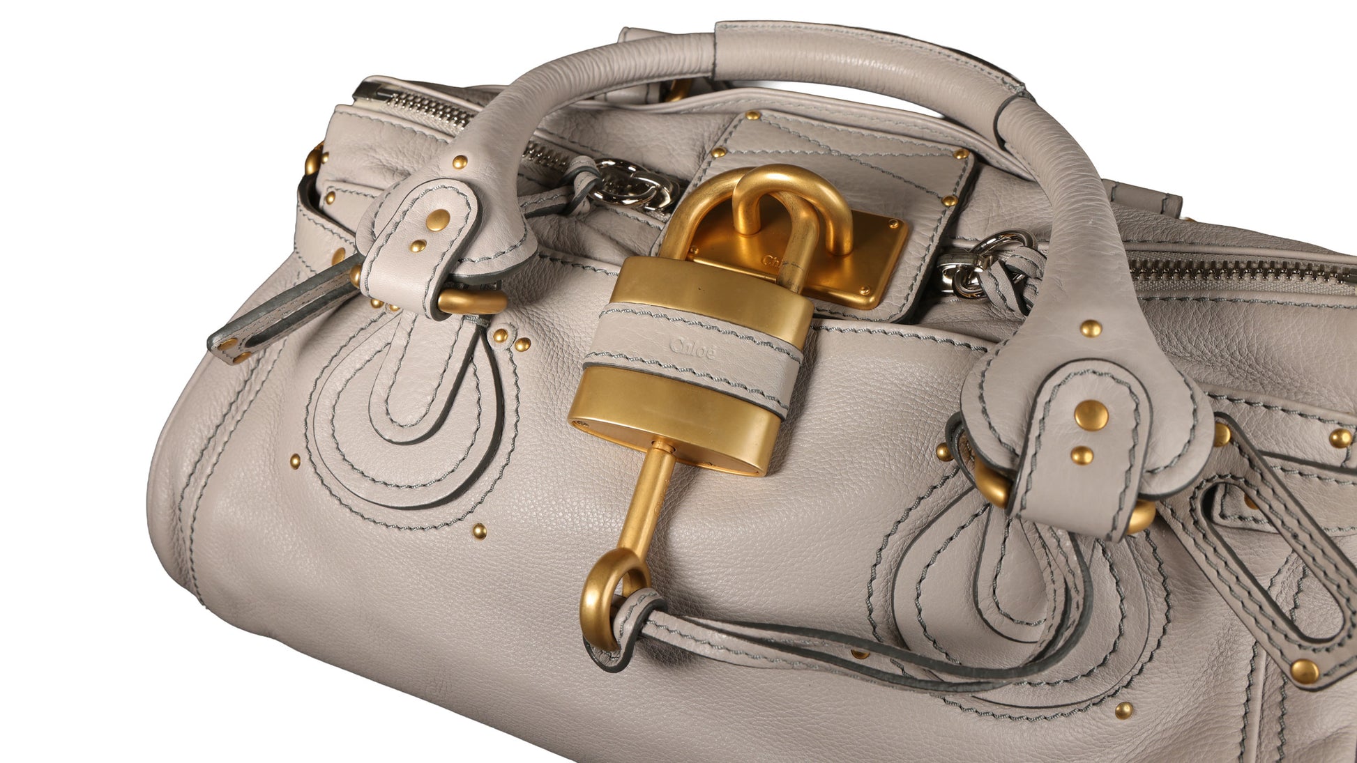 Preowned CHLOE Paddington Classic Leather Gray Satchel | Luxe Again Maison