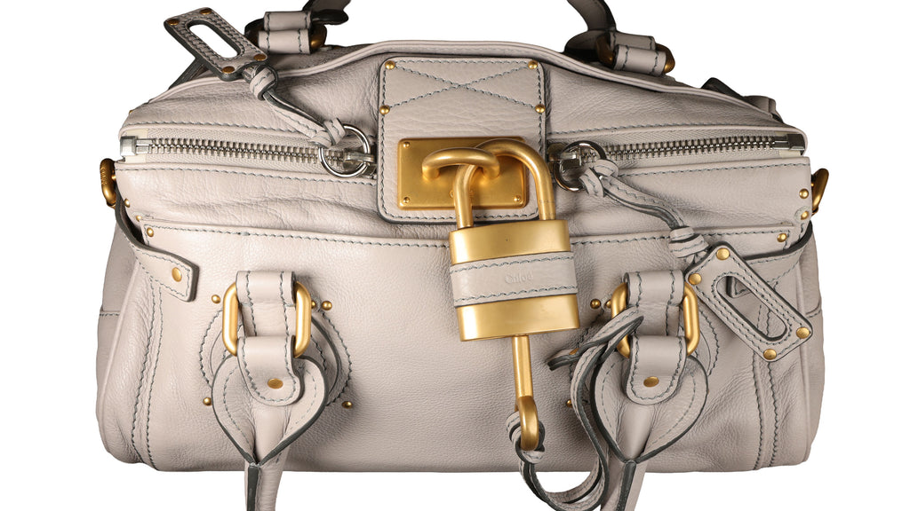Preowned CHLOE Paddington Classic Leather Gray Satchel | Luxe Again Maison