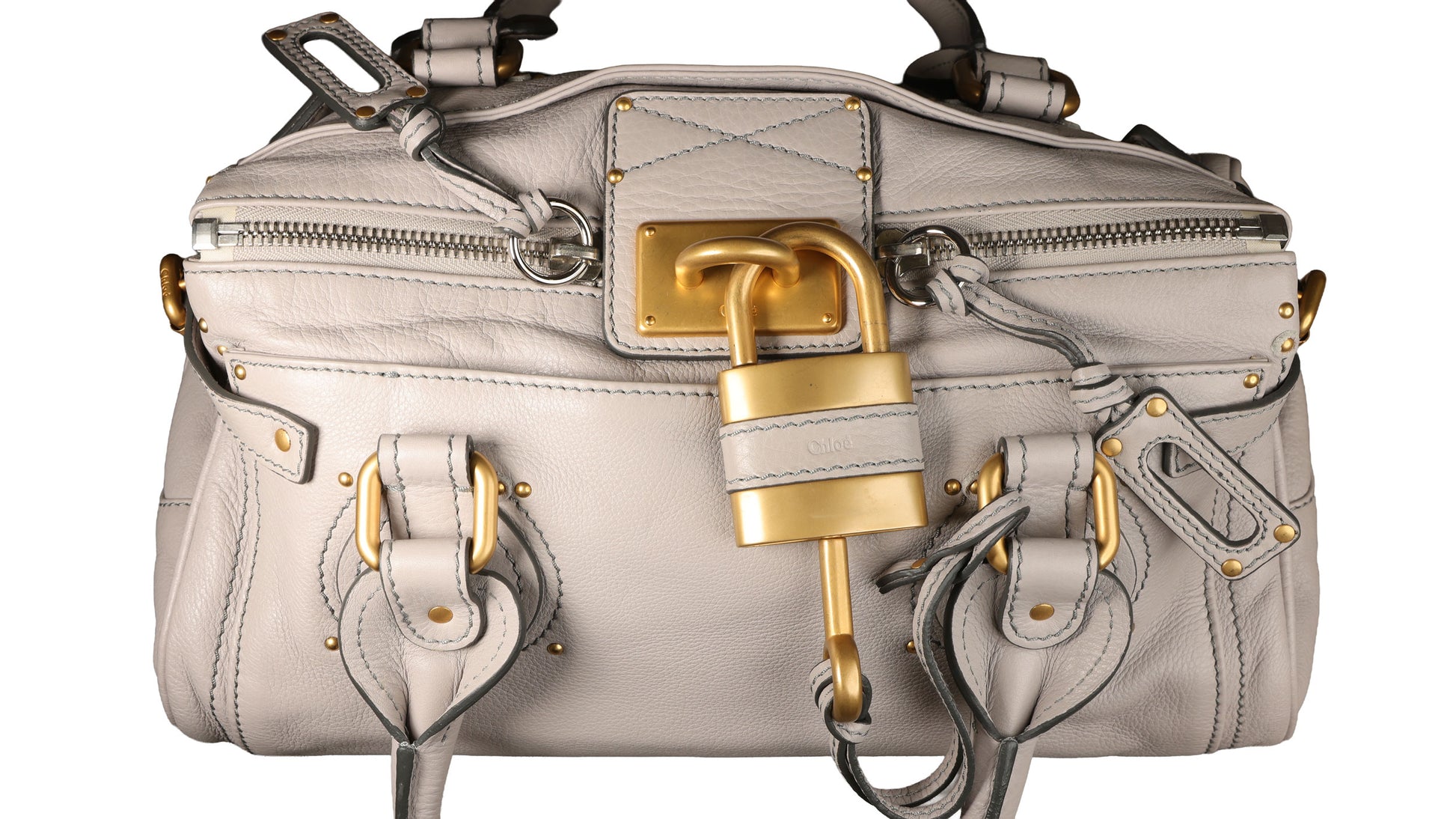 Preowned CHLOE Paddington Classic Leather Gray Satchel | Luxe Again Maison
