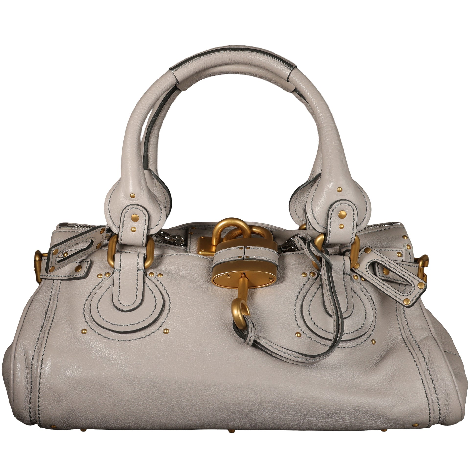 Preowned CHLOE Paddington Classic Leather Gray Satchel | Luxe Again Maison
