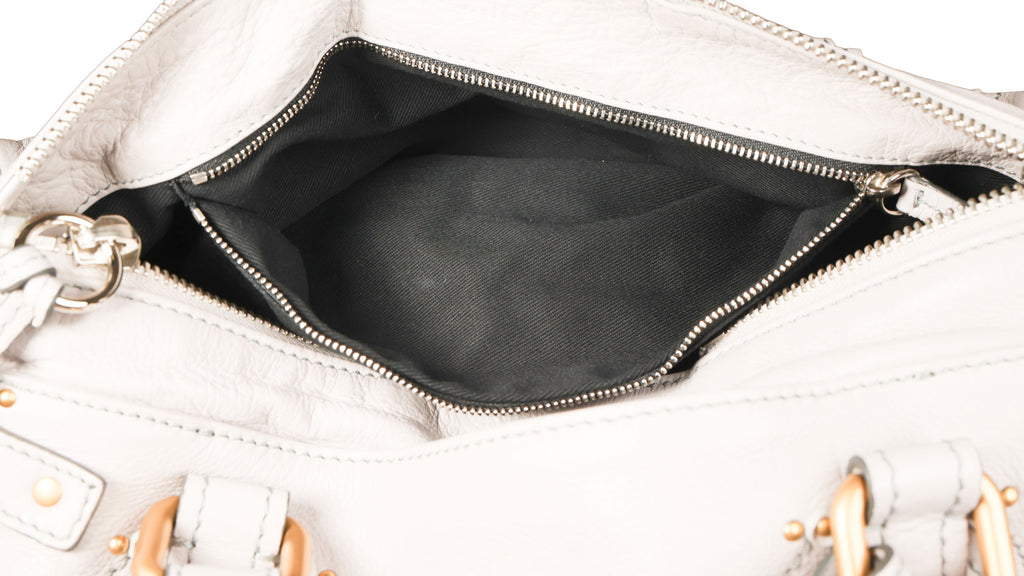 Preowned CHLOE Paddington Classic Leather Gray Satchel | Luxe Again Maison