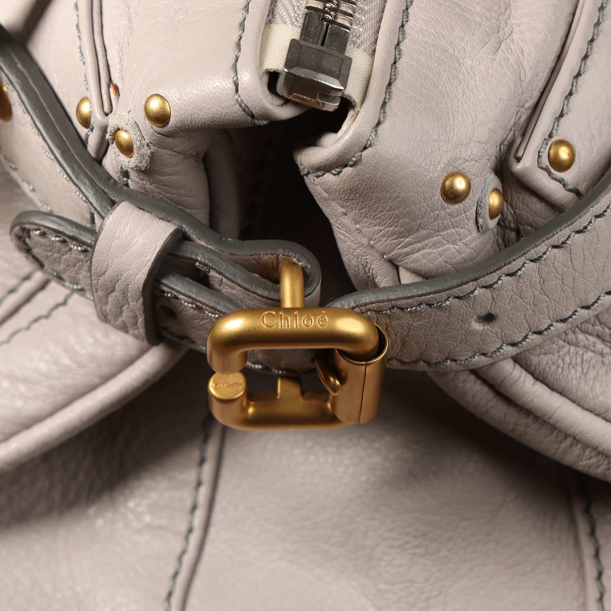 Preowned CHLOE Paddington Classic Leather Gray Satchel | Luxe Again Maison