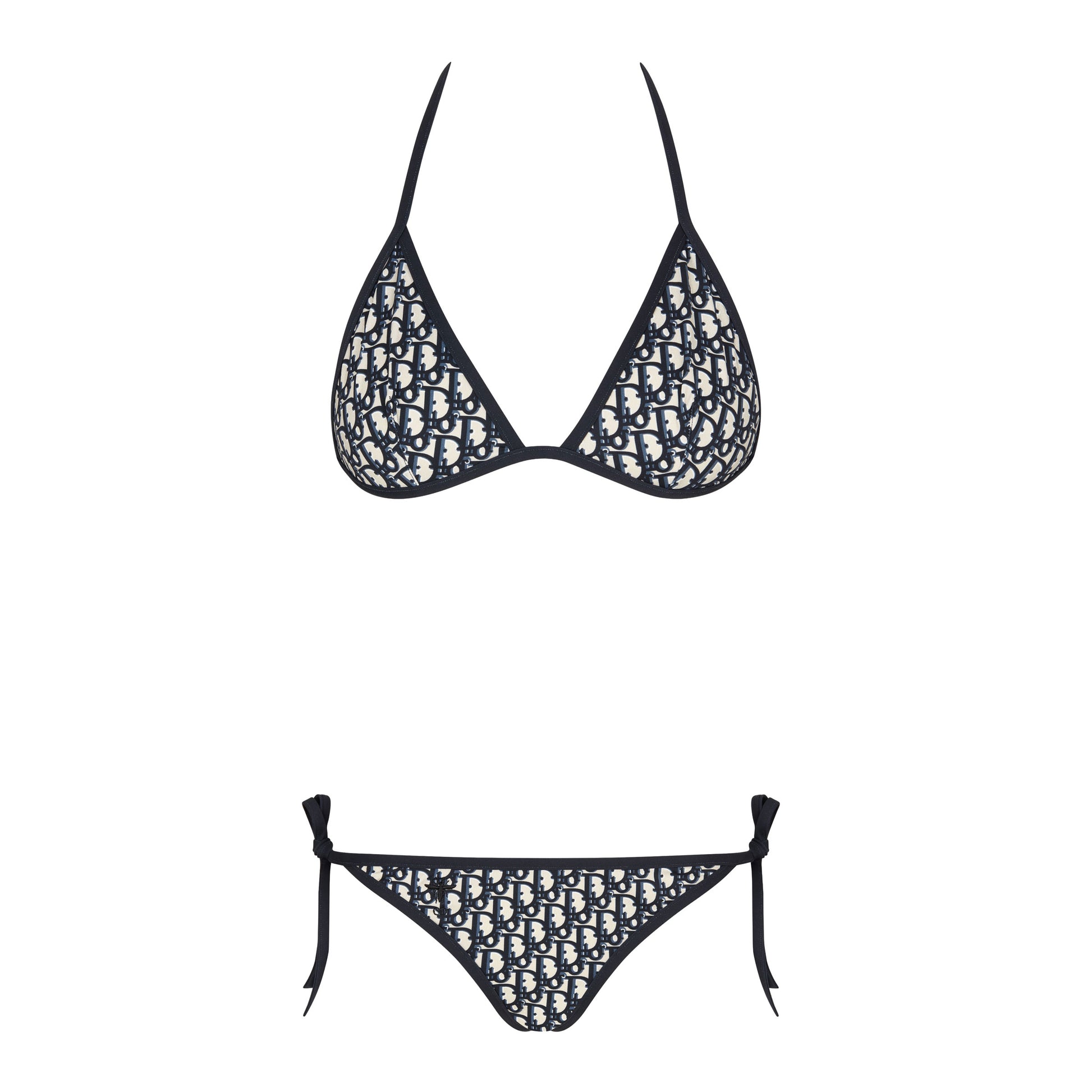 Preowned Unworn CHRISTIAN DIOR Blue Dior Oblique Technical Fabric Bikini Top & Bottom Small | Luxe Again Maison