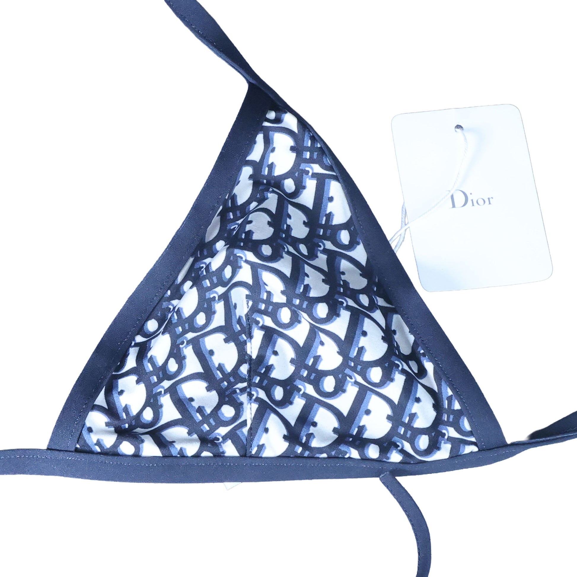 Preowned Unworn CHRISTIAN DIOR Blue Dior Oblique Technical Fabric Bikini Top & Bottom Small | Luxe Again Maison