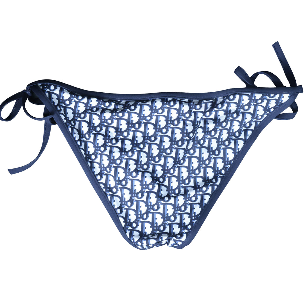 Preowned Unworn CHRISTIAN DIOR Blue Dior Oblique Technical Fabric Bikini Top & Bottom Small | Luxe Again Maison