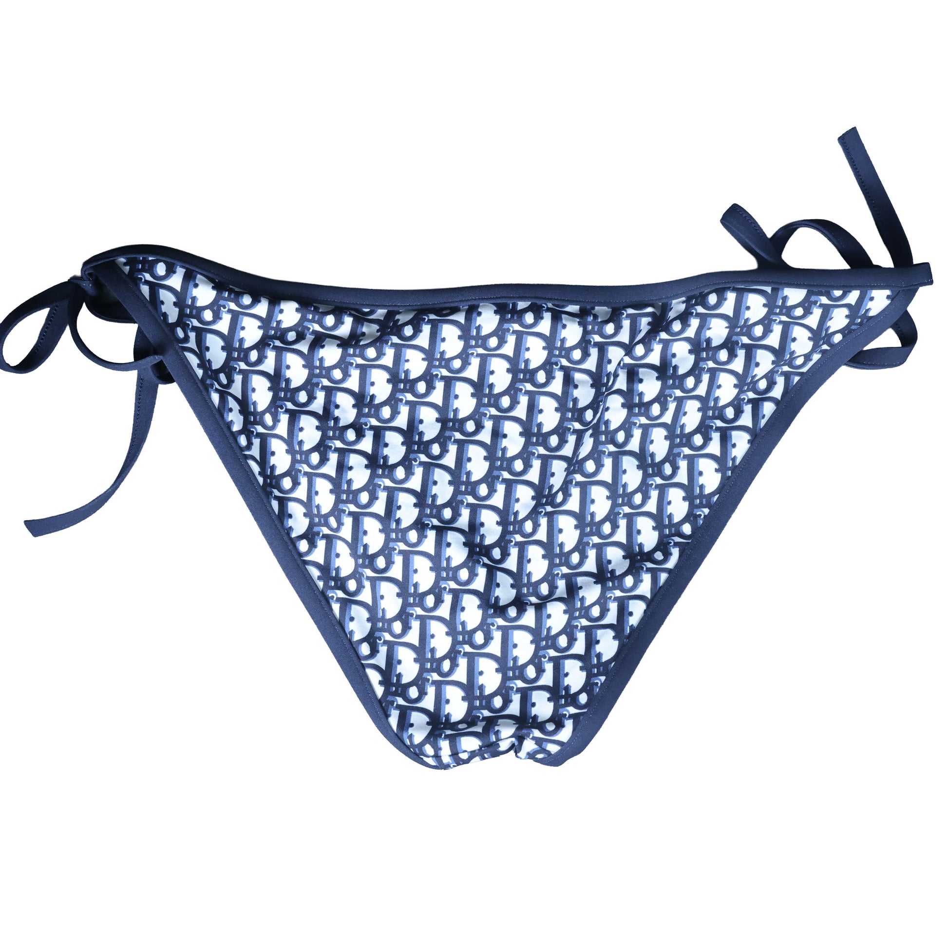 Preowned Unworn CHRISTIAN DIOR Blue Dior Oblique Technical Fabric Bikini Top & Bottom Small | Luxe Again Maison