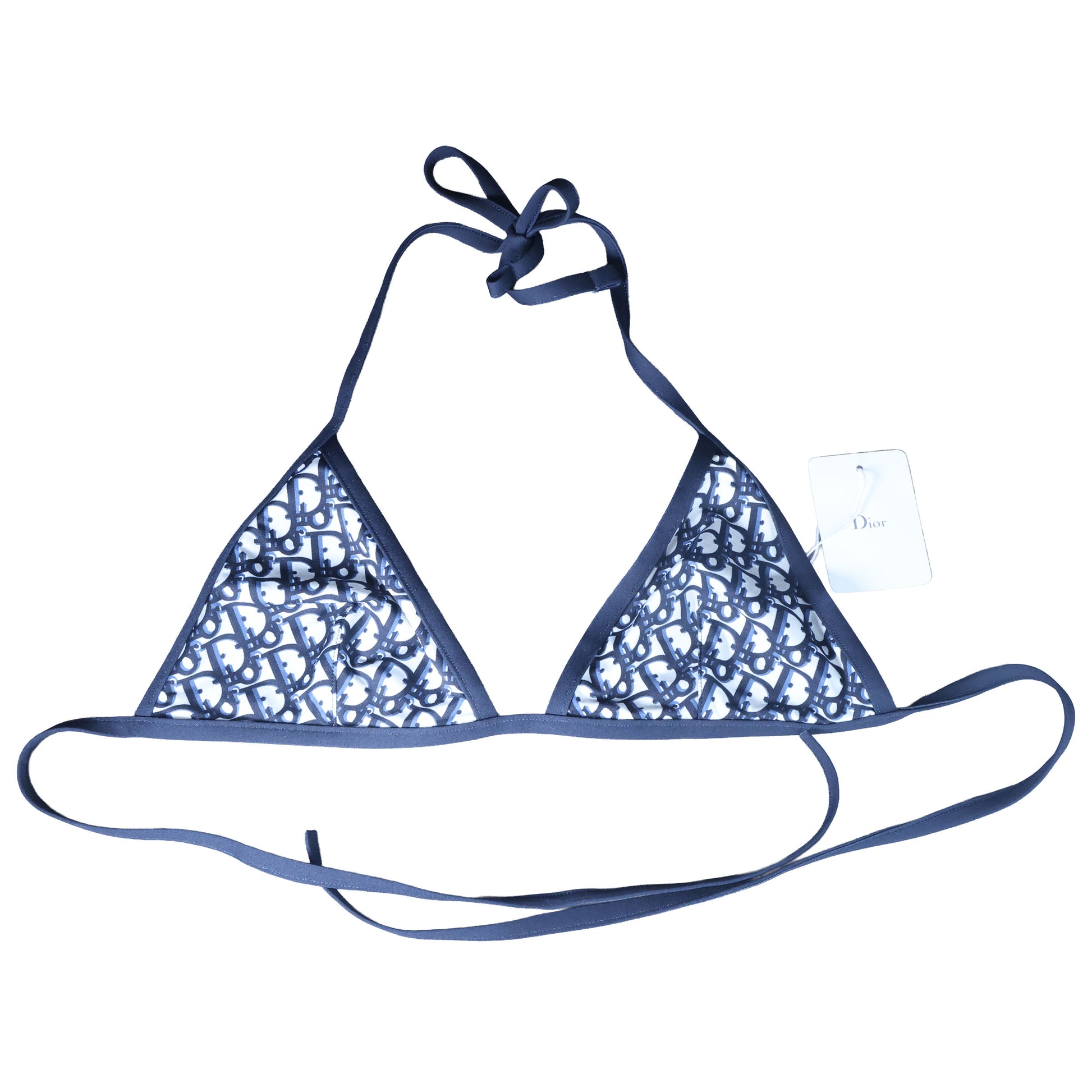 Preowned Unworn CHRISTIAN DIOR Blue Dior Oblique Technical Fabric Bikini Top & Bottom Small | Luxe Again Maison