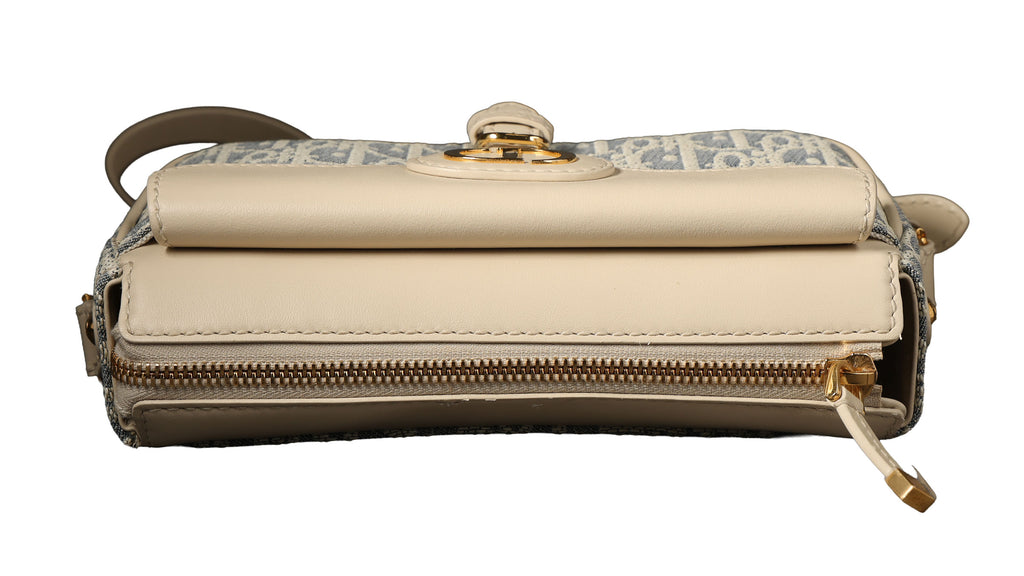 Preowned CHRISTIAN DIOR Dior 30 Montaigne Pocket Bag Small Blue Oblique Raffa | Luxe Again Maison