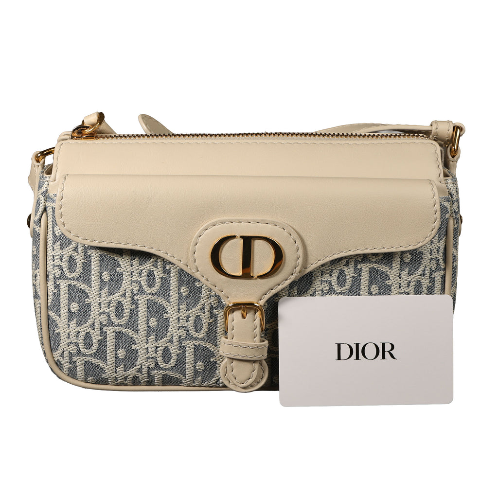 Preowned CHRISTIAN DIOR Dior 30 Montaigne Pocket Bag Small Blue Oblique Raffa | Luxe Again Maison