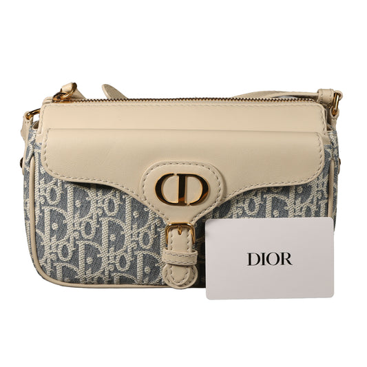 Preowned CHRISTIAN DIOR Dior 30 Montaigne Pocket Bag Small Blue Oblique Raffa | Luxe Again Maison