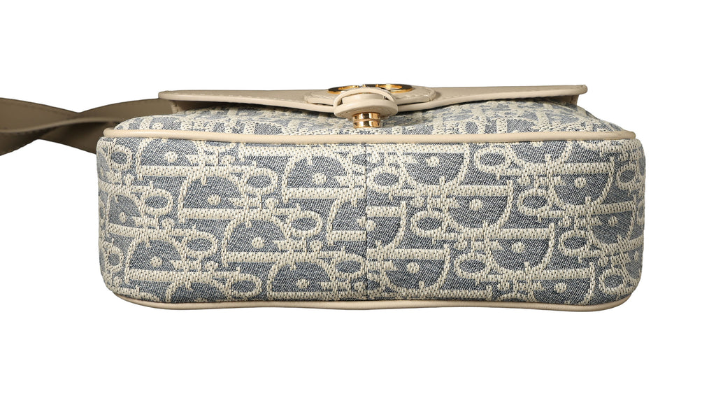 Preowned CHRISTIAN DIOR Dior 30 Montaigne Pocket Bag Small Blue Oblique Raffa | Luxe Again Maison