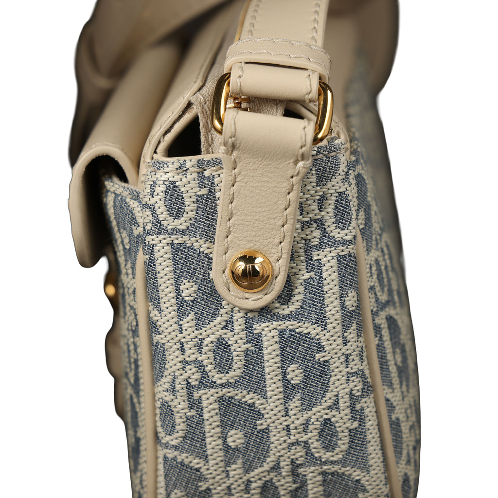 Preowned CHRISTIAN DIOR Dior 30 Montaigne Pocket Bag Small Blue Oblique Raffa | Luxe Again Maison