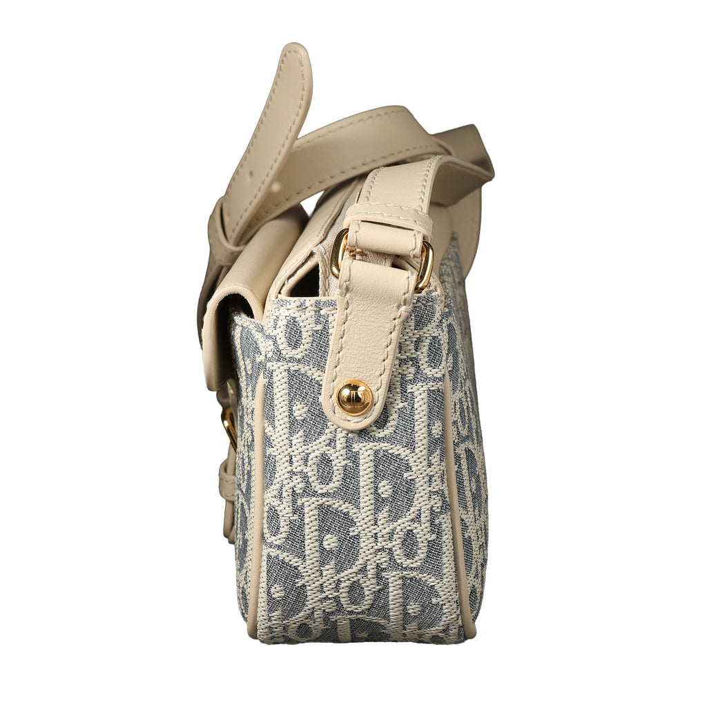 Preowned CHRISTIAN DIOR Dior 30 Montaigne Pocket Bag Small Blue Oblique Raffa | Luxe Again Maison