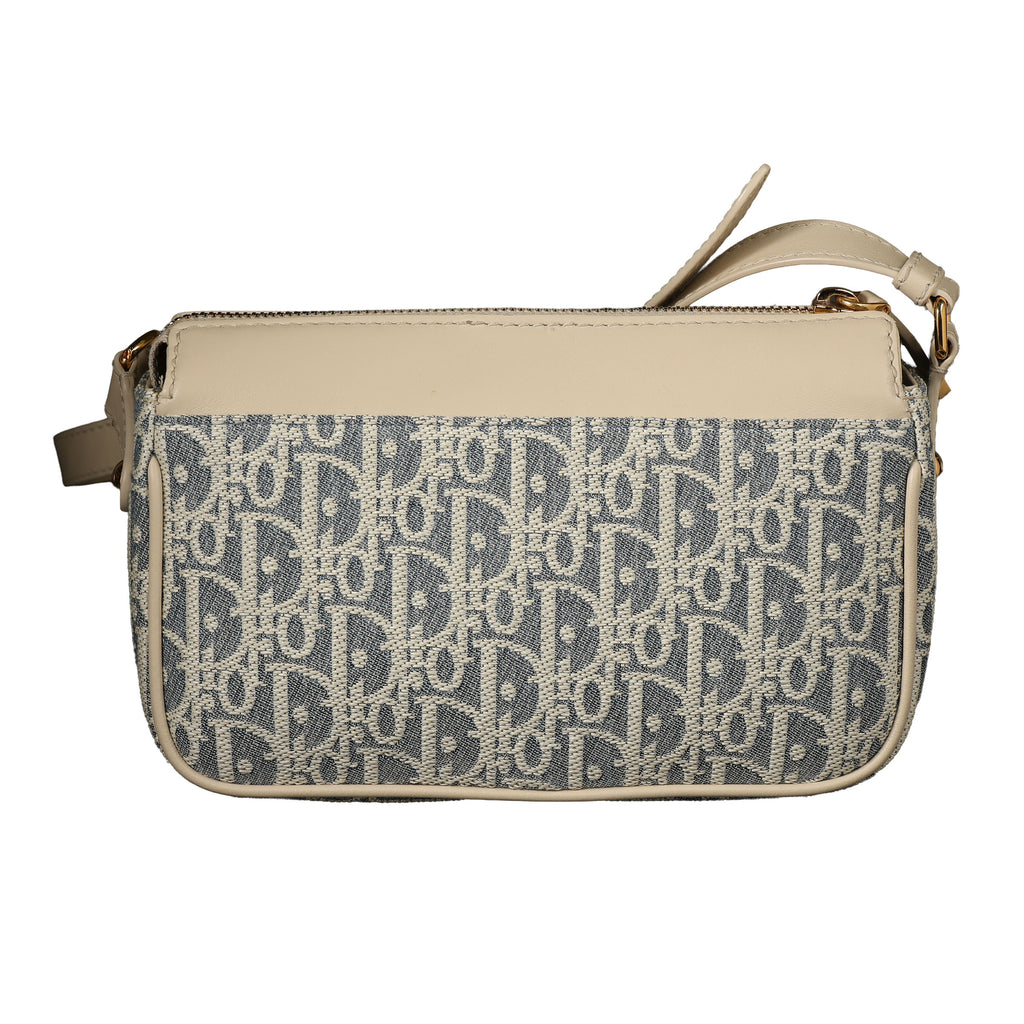 Preowned CHRISTIAN DIOR Dior 30 Montaigne Pocket Bag Small Blue Oblique Raffa | Luxe Again Maison