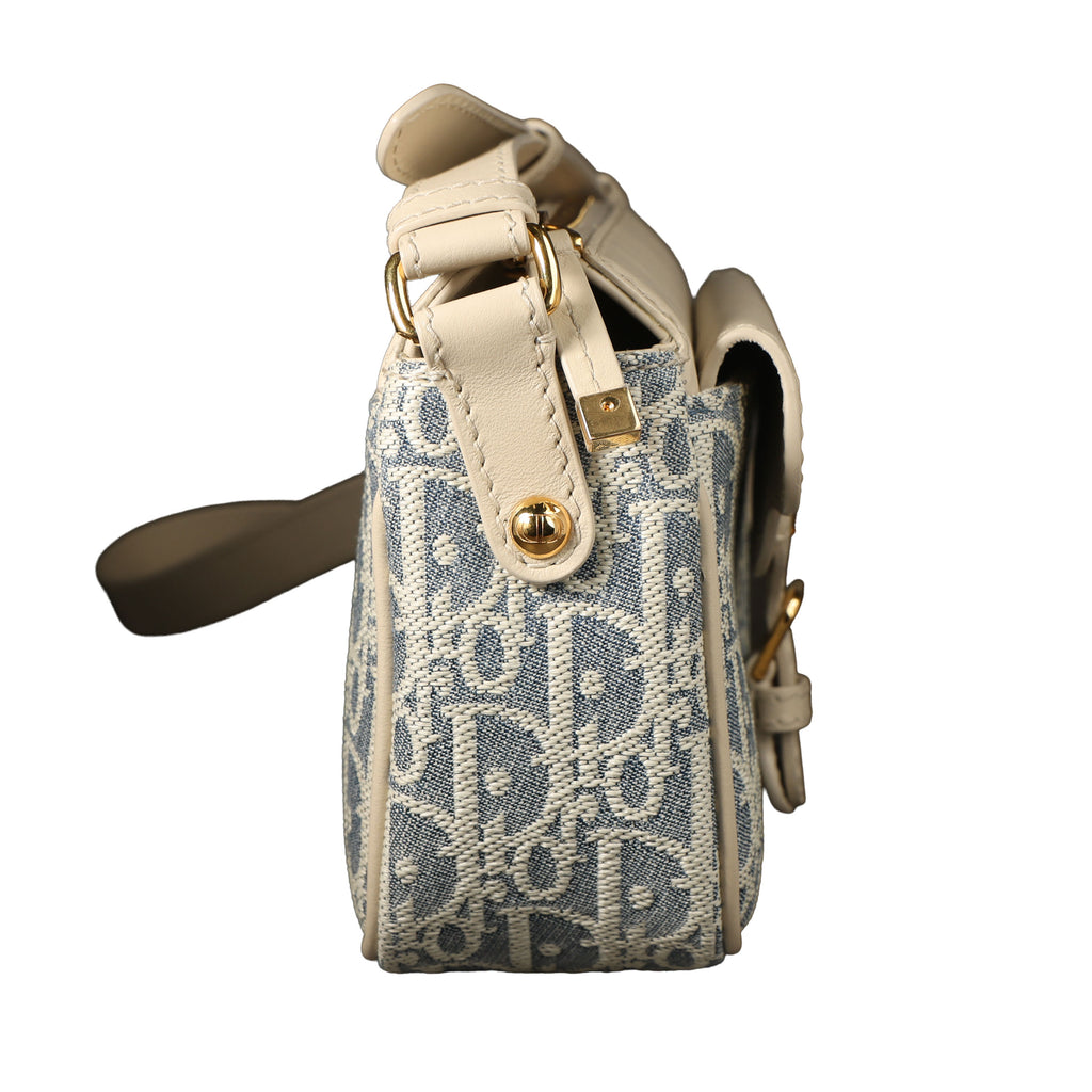 Preowned CHRISTIAN DIOR Dior 30 Montaigne Pocket Bag Small Blue Oblique Raffa | Luxe Again Maison