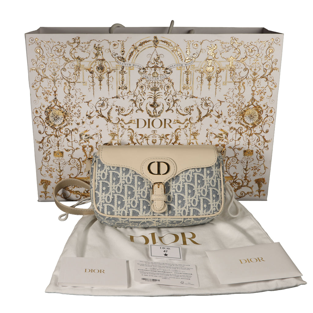 Preowned CHRISTIAN DIOR Dior 30 Montaigne Pocket Bag Small Blue Oblique Raffa | Luxe Again Maison