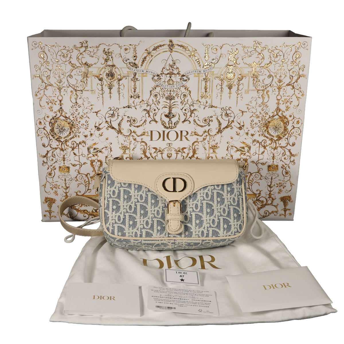 Preowned CHRISTIAN DIOR Dior 30 Montaigne Pocket Bag Small Blue Oblique Raffa | Luxe Again Maison