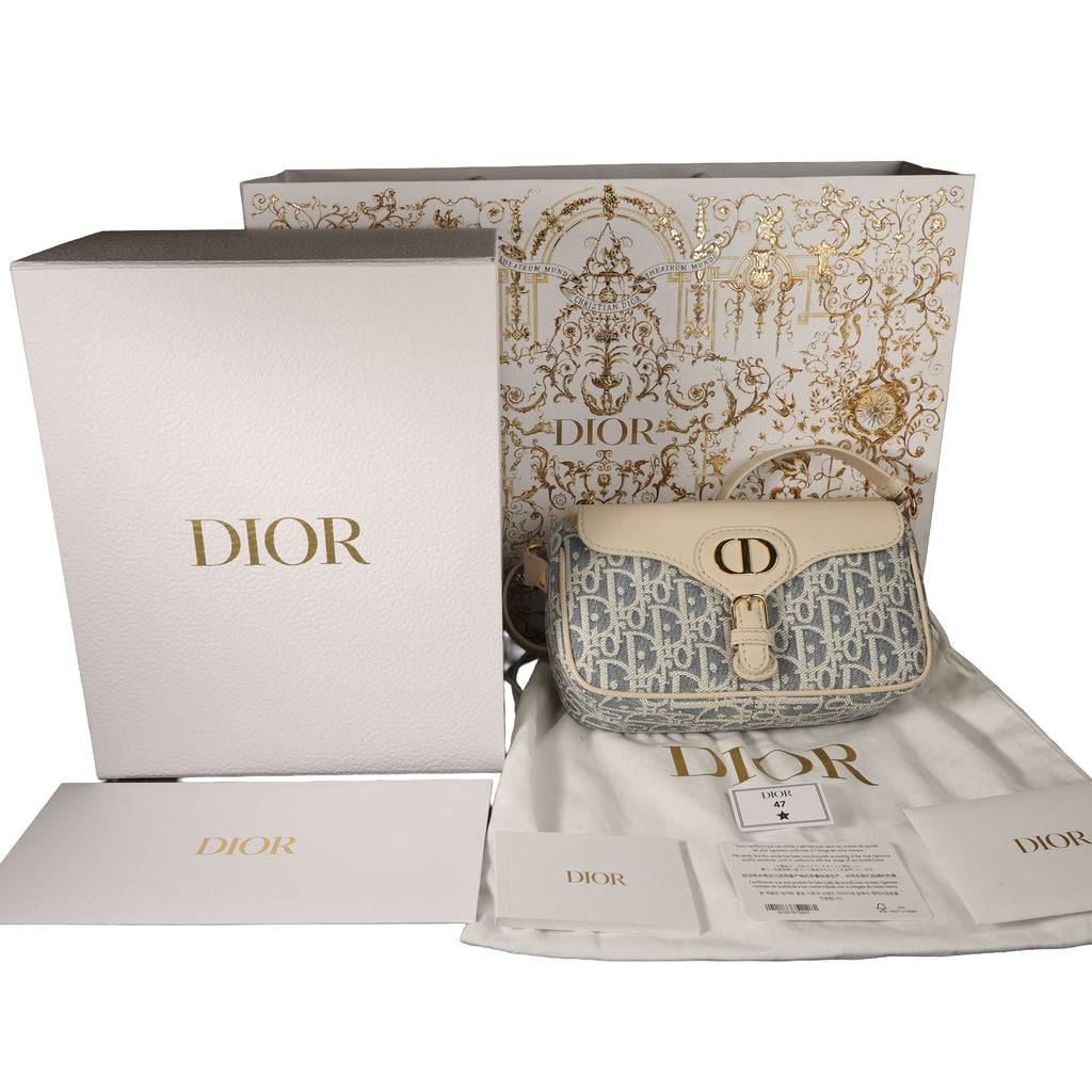 Preowned CHRISTIAN DIOR Dior 30 Montaigne Pocket Bag Small Blue Oblique Raffa | Luxe Again Maison