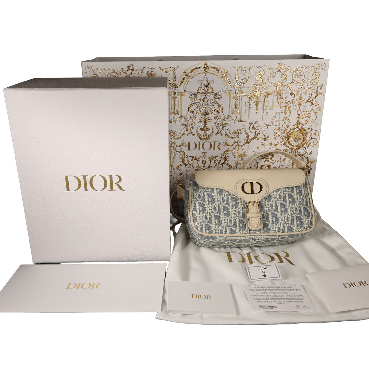 Preowned CHRISTIAN DIOR Dior 30 Montaigne Pocket Bag Small Blue Oblique Raffa | Luxe Again Maison