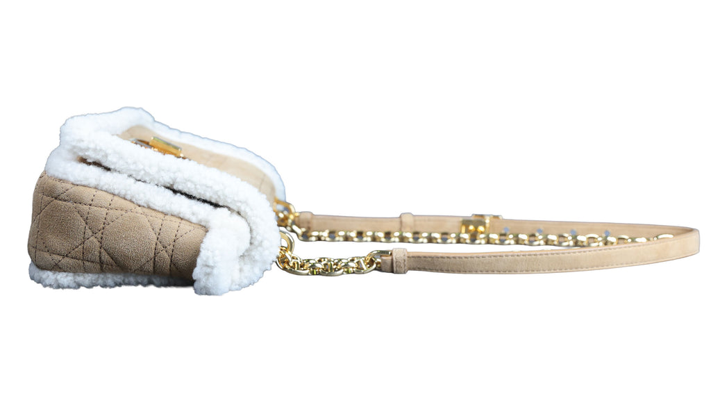 Preowned CHRISTIAN DIOR Dior Caro Suede and Shearling Flap Bag | Luxe Again Maison