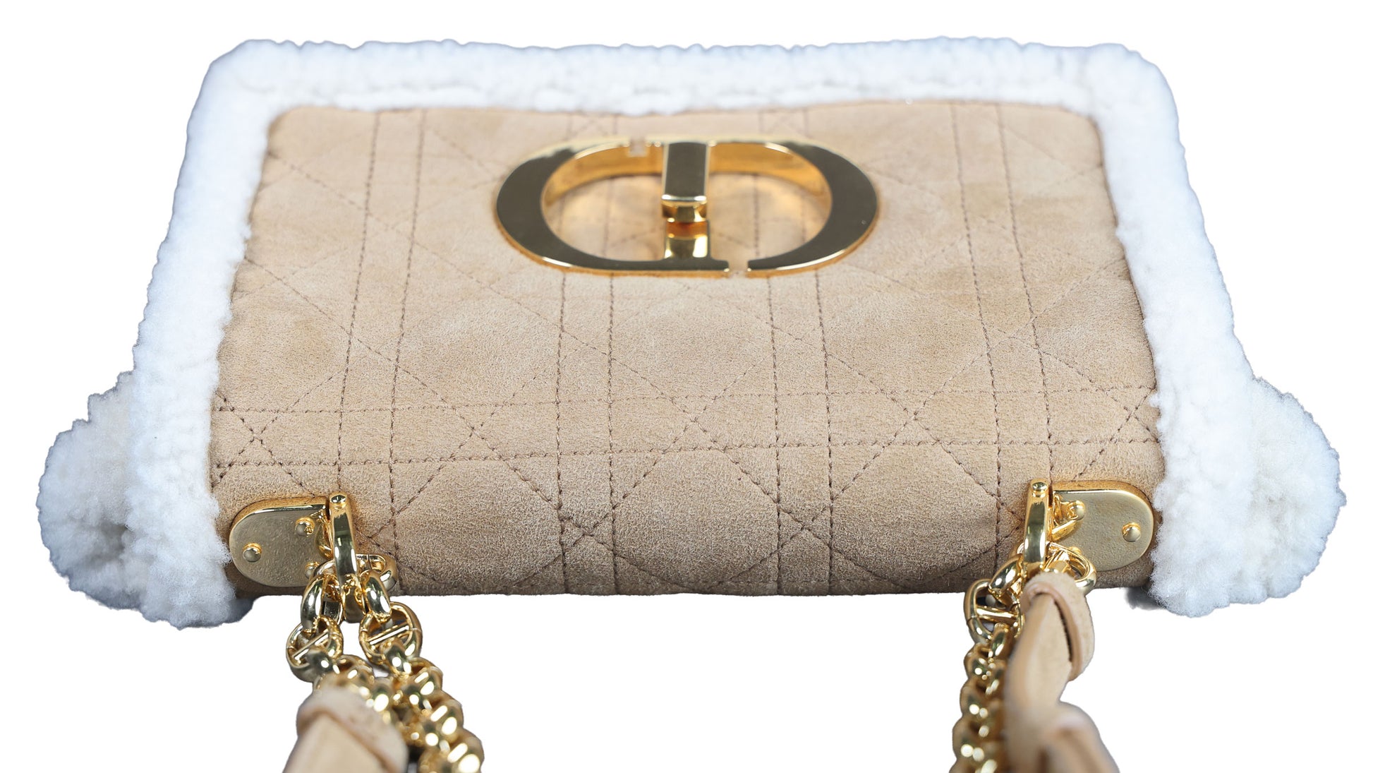 Preowned CHRISTIAN DIOR Dior Caro Suede and Shearling Flap Bag | Luxe Again Maison