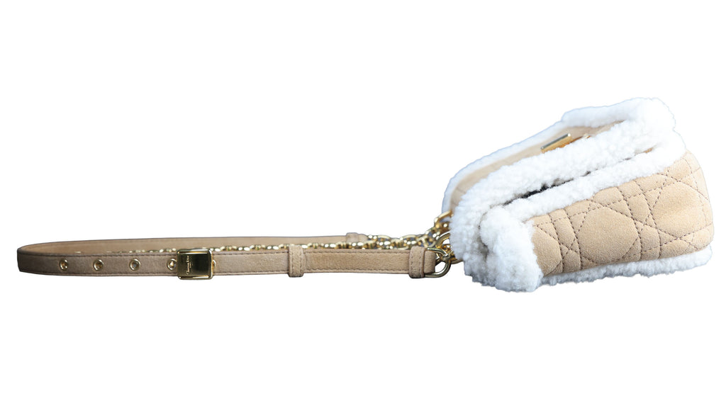 Preowned CHRISTIAN DIOR Dior Caro Suede and Shearling Flap Bag | Luxe Again Maison